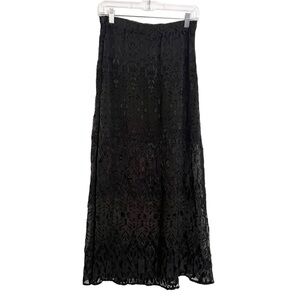 Liv Los Angeles Black Leopard Print Sheer Overlay Maxi Skirt Size Approx XS / S